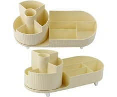 Lean Kosmetikos ir biuro reikmenų organizatorius, 34,5x14,7x14,3 cm, smėlio spalvos