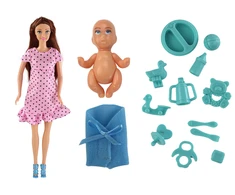 Lean Toys Nėščia lėlė su rožine suknele ir priedais