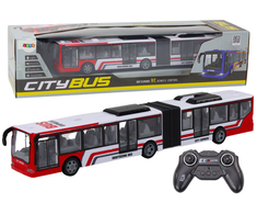 Lean Toys Autobusas su nuotolinio valdymo pultu, raudonas/baltas