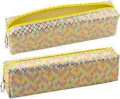 Lean Penalas su žuvies žvynų raštu ir dideliu geltonu užtrauktuku 21x6x4 cm