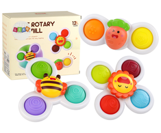 Lean Toys Sensoriniai žaislai su siurbtukais: morka, bitė ir saulė