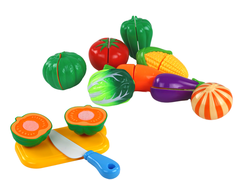 Lean Toys Žaislinių daržovių rinkinys LeanToys su peiliu ir lėkštute
