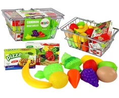 Lean Toys Vaikiškas pirkinių krepšelis su maisto produktais, metalinis, 24x12x16 cm