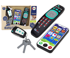 Lean Toys Žaislų rinkinys vaikams: nuotolinio valdymo pultas, raktai ir telefonas su šviesomis ir garsais