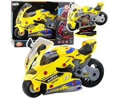 Lean Toys Žaislinis motociklas su dirbtuvėmis 43 cm geltonas