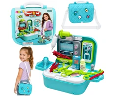 Lean Toys Gydytojo rinkinys 2 viename, turkio ir baltos spalvos, 23,5 × 17 × 9,5 cm