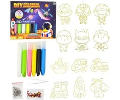 Lean Toys 3D Tapybos Rinkinys Vaikams, 6 Spalvos, 12 Pakabukų