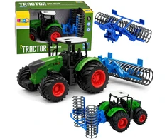 Lean Toys Agricultural Farm Tractor with Roller Žalias 1:24