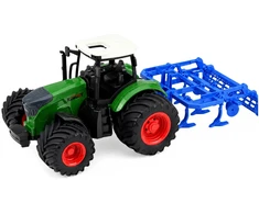 Lean Toys Agricultural Farm Tractor With Cultivator Tillage Unit Žalias 1:24