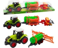 Lean Toys Traktorius su cisternos priekaba ir šienagrėbiu