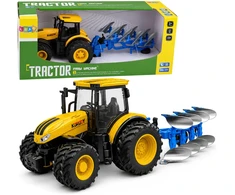 Lean Toys Agricultural Tractor with Multi-furrow Plow Lights Sounds Geltona 1:24