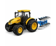 Lean Toys Agricultural Tractor with Multi-furrow Plow Lights Sounds Geltona 1:24