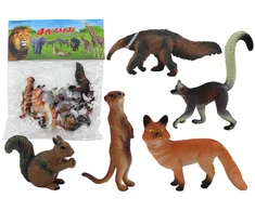 Lean Toys Gyvūnų Figūrėlių Rinkinys (5 vnt.) - Voverė, Mangusta, Skruzdėda, Lapė, Lemūras