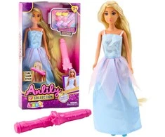 Lean Toys Lėlė Anlily su mėlyna suknele ir plaukų aksesuarais