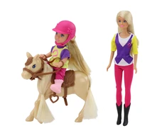 Lean Toys Anlily lėlės su vaiku ir poniuku