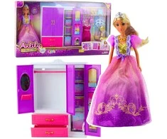 Lean Toys Lėlė Anlily su Spinta ir Priedais, 24 vnt.