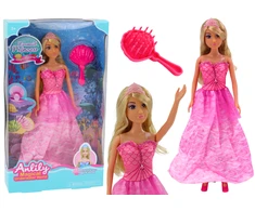 Lean Toys Anlily undinėlė princesė lėlė su rožine suknele ir šepečiu