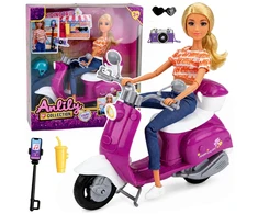 Lean Toys Lėlė Anlily su motoroleriu ir priedais, 30 cm