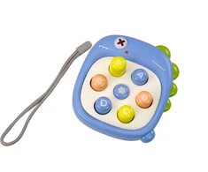 Lean Toys Kišeninis žaidimas „Whack A Mole“ su raidėmis, dinosauro formos, mėlynas