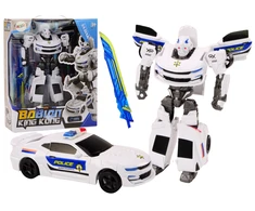 Lean Toys Transformuojamas automobilis-robotas 2in1 baltas