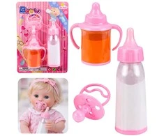 Lean Toys Lėlių buteliukai ir čiulptukas 3 vnt.