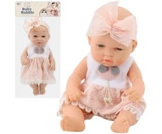 Lean Toys Lėlė kūdikis rožine suknele ir lankeliu 30 cm
