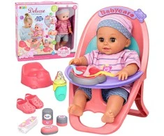 Lean Toys Interaktyvi kūdikio lėlė 30 cm su kėdute ir priedais
