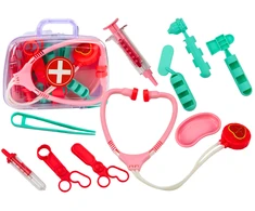 Lean Toys Vaikiška medicininė pirmosios pagalbos priemonių rinkinys rožiniame lagaminėlyje