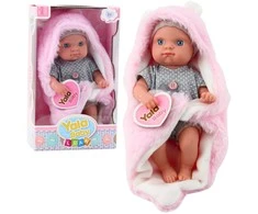 Lean Toys Lėlė su Rožine Antklode ir Triušio Ausimis, 23 cm