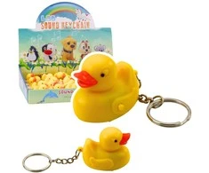 Lean Toys Raktų pakabukas anties formos su LED šviesa ir garsu, 4.5x3.5 cm