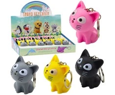 Lean Toys Raktų pakabukas su LED ir garsu, katės formos, 5.5 x 4 cm