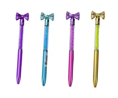 Lean Toys Elegantiškas tušinukas su deimantų dekoru ir mėlynu rašalu