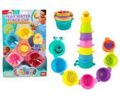Lean Toys Vonios žaislai su skylutėmis ir ančiuku, 8 vnt.