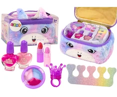 Lean Toys Grožio rinkinys pliušiniame kosmetiniame maišelyje su vienaragiu