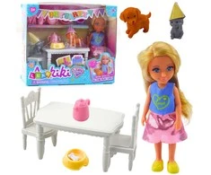 Lean Toys Lėlių ir gyvūnų gimtadienio vakarėlio rinkinys su aksesuarais