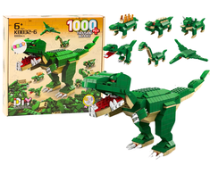 Statybiniai blokeliai Dinozauras Lean Toys 6in1, 1000 d.