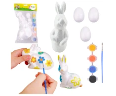 Lean Toys Putplasčio Velykų dekoravimo rinkinys kiškutis ir 3 kiaušiniai
