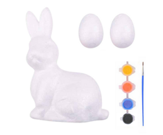Lean Toys Bunny Styrofoam Decorations Painting Kit 2 Eggs Paints