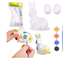 Lean Toys Bunny Styrofoam Decorations Painting Kit 2 Eggs Paints