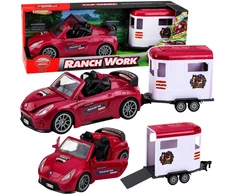 Lean Toys Kabrioletas su arklių priekaba raudonas