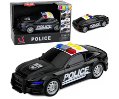 Lean Toys Policijos automobilis su šviesos ir garso efektais, juodas, 16,5 × 7 × 5 cm