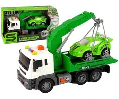 Lean Toys Žalios spalvos evakuatorius su garsu ir šviesomis, 1:16 mastelis