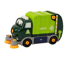 Lean Toys Žalias vaikiškas surenkamas šiukšliavežis su įrankiais