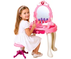 Lean Toys Children's Dressing Table with Chair, Lights, Dryer, Accessories, Sounds, Rožinė