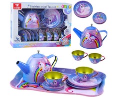 Lean Toys Vaikiškas metalinis arbatos servizas su vienaragio motyvais