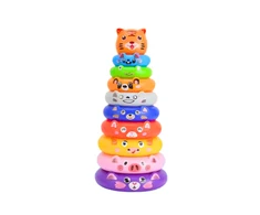 Lean Toys Spalvota piramidė su lipdukais ir tigru, 28x13x13 cm