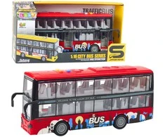 Lean Toys Dviaukštis miesto autobusas 1:16 su šviesomis ir garsais