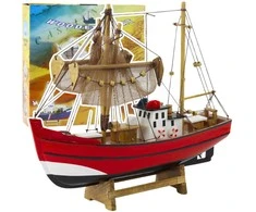 Model Medinis dekoratyvinis žvejybos laivas 30x26 cm
