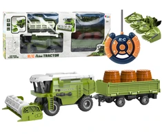 Lean Toys Nuotoliniu būdu valdomas žaislinis kombainas su priedais