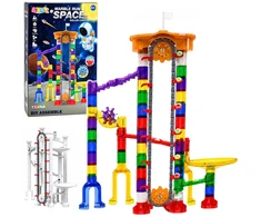 Lean Toys Rutuliukų takelio konstruktorius su bateriniu keltuvu, 56 × 44 cm, 153 dalių